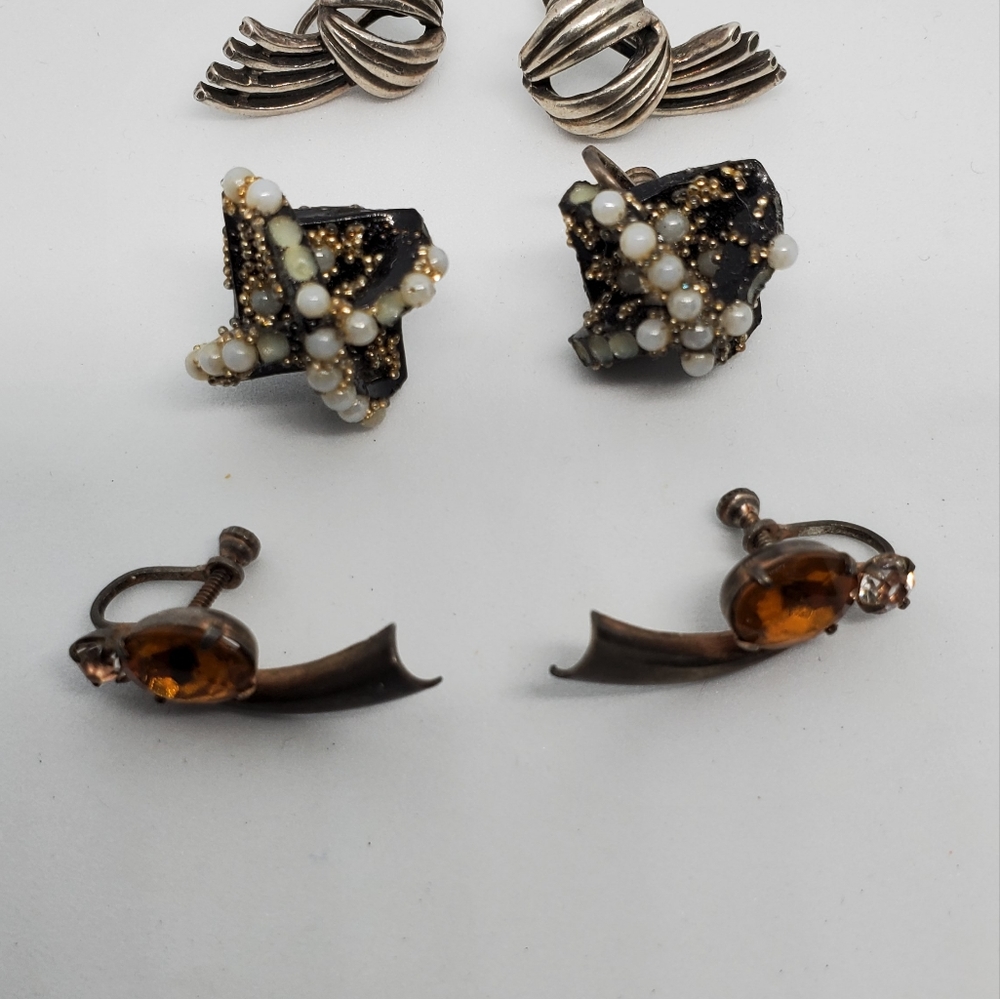 3 pairs of vintage sterling earrings
